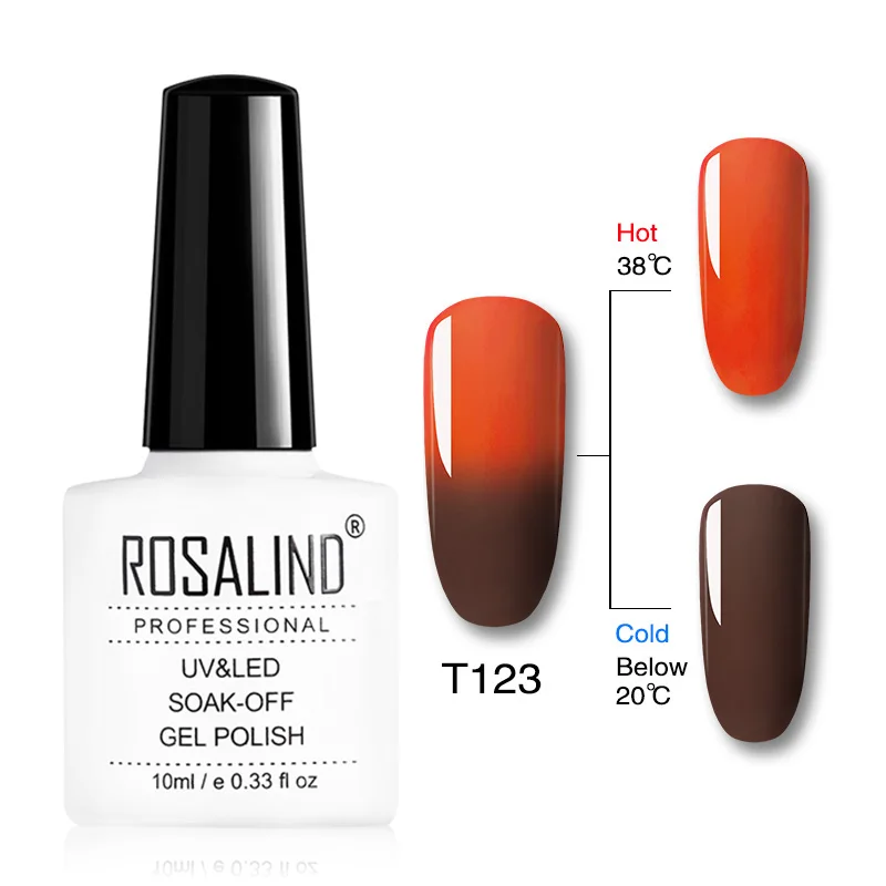 T123 ROSALIND Гель-лак для ногтей 10 мл изменение температуры цвета УФ светодиодный Гель-лак для наращивания ногтей праймер Топ и базовый дизайн ногтей - Цвет: T123