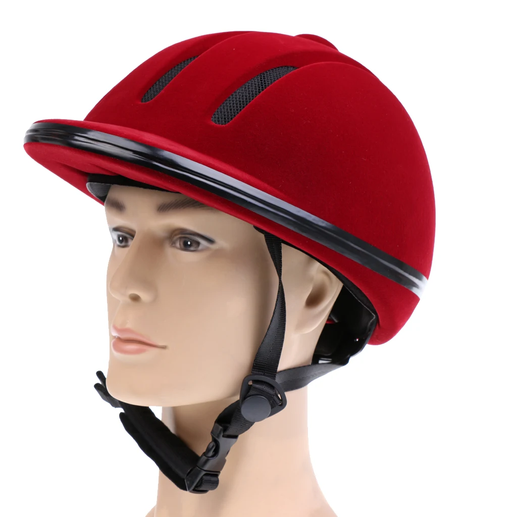 

Adults Equestrian Helmets, Safety Horse Riding Hat Helmet Velvet Head Protector - Half Cover
