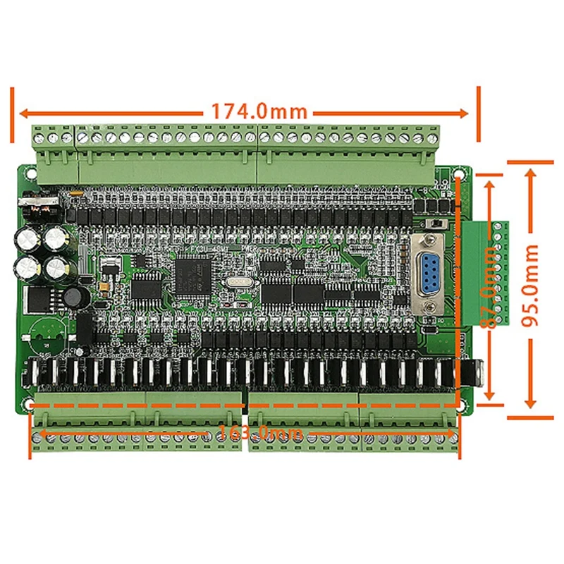 PLC Industrial Control Board FX1N FX2N FX3U-48MT 6AD 2DA 24 Input 24 Transistor Output RS485 RTC CAN Extension with Shell
