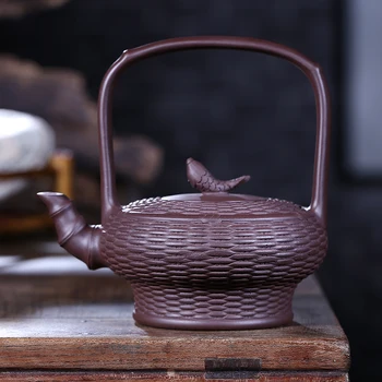 

Yixing recommended undressed ore fish basket girder purple clay pot capacity of 500 ml new tea set
