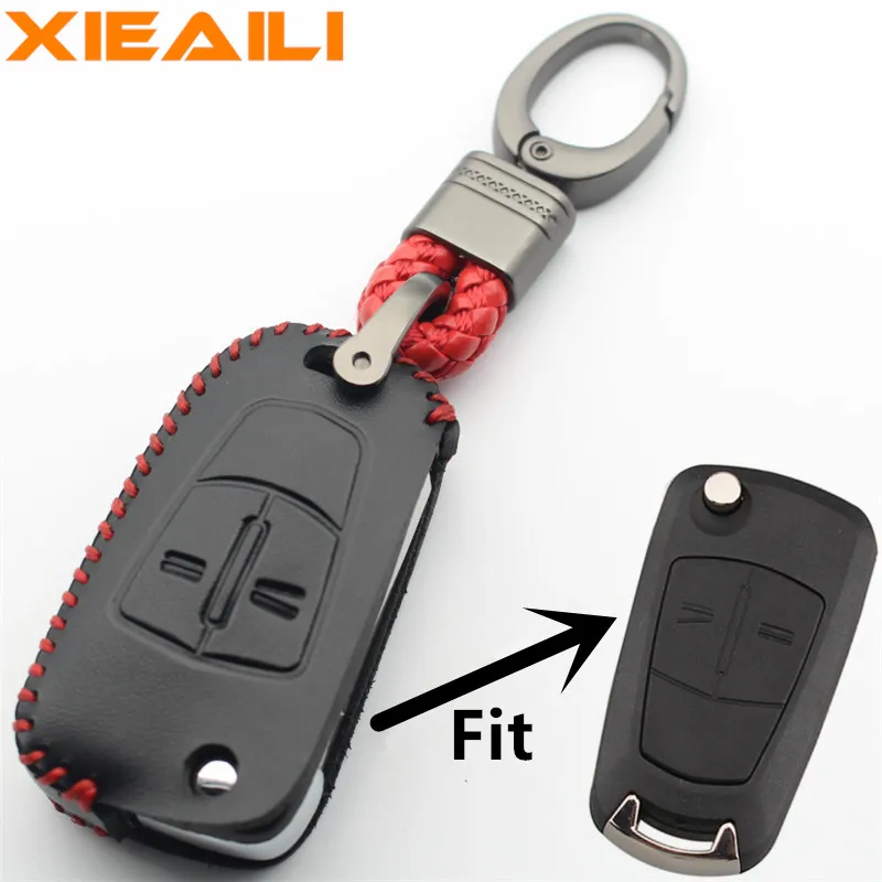 Чехол для ключей XIEAILI из натуральной кожи с 2 кнопками Opel Astra H/Zafira B/Corsa D S416|Футляр