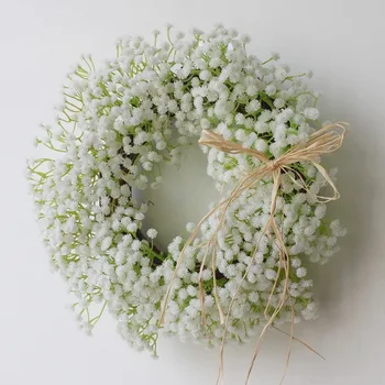 

Wedding Decoration Rattan Wreath Gypsophila Metal Wreath Decor Floral Hoop Christmas Decor for Home Hanging Artificial Flower