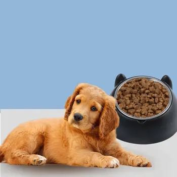 

15 Degree Tilted Pet Cat Bowl Stainless Steel Cats Food Drink Water Feeder With Non-slip Base Neck Protection Dish Bowl