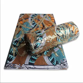 

High Quality African Wax Fabric with Sequin Embroidery Africa Wax Fabrics 6 Yards Ankara wax Nigerian 100%Cotton Fabric