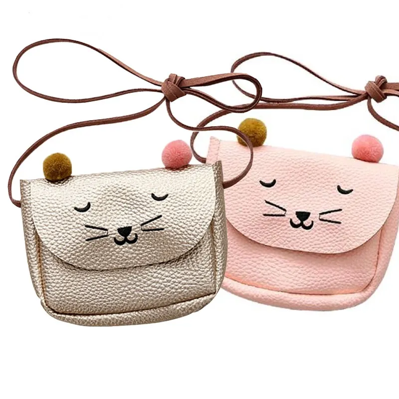 Bolso de hombro pequeño para niños, Mini bandolera de Oreja de Gato, sencillo, cuadrado, bolsos para Princesa, monedero con llave que combina con todo