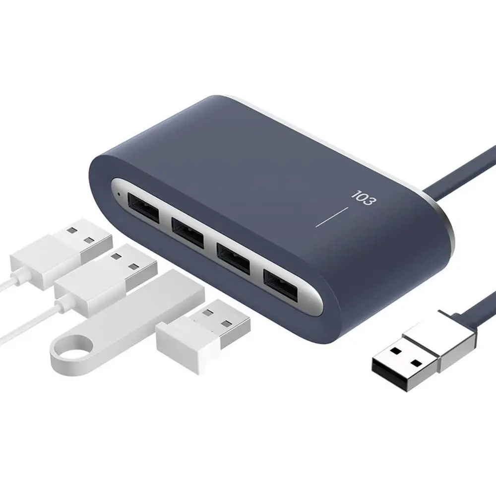Синий 4-портовый USB 2,0 концентратор разветвитель 4 в 1 конвертер концентратор USB разветвитель - Цвет: Синий