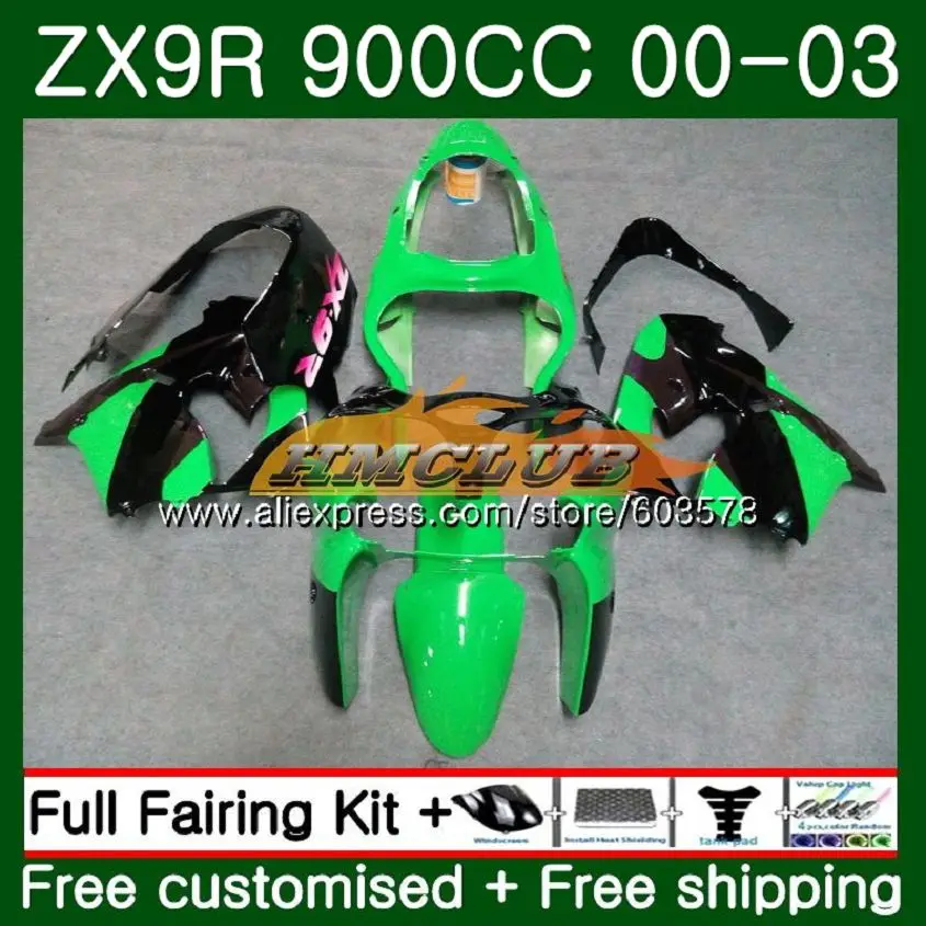Корпус для KAWASAKI ZX-9R ZX 9R 9 R 900 ZX9R 00 01 02 03 зеленый blk 111CL. 33 ZX900 ZX9 R 900CC 2000 2001 2002 2003 обтекатели - Цвет: No. 1
