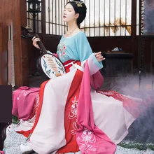 3 шт./компл. старинный костюм для китайского традиционного танца костюмы красивая элегантная династии длинное халаты Хэллоуин Косплэй Hanfu платье DL4988