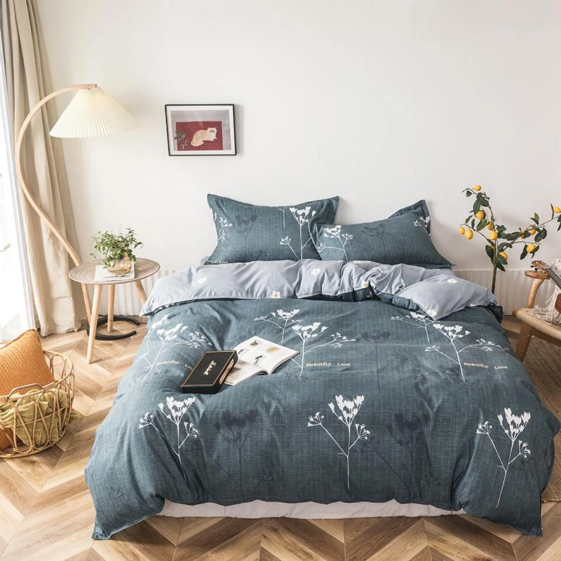 Chinesischen Stil Grau Bettwasche Set Bettbezug Kissenbezug 3 Stucke 220x240 Weiss Blumen Muster Quilt Abdeckung Konigin Konig Grosse Bett Sets Duvet Cover Aliexpress