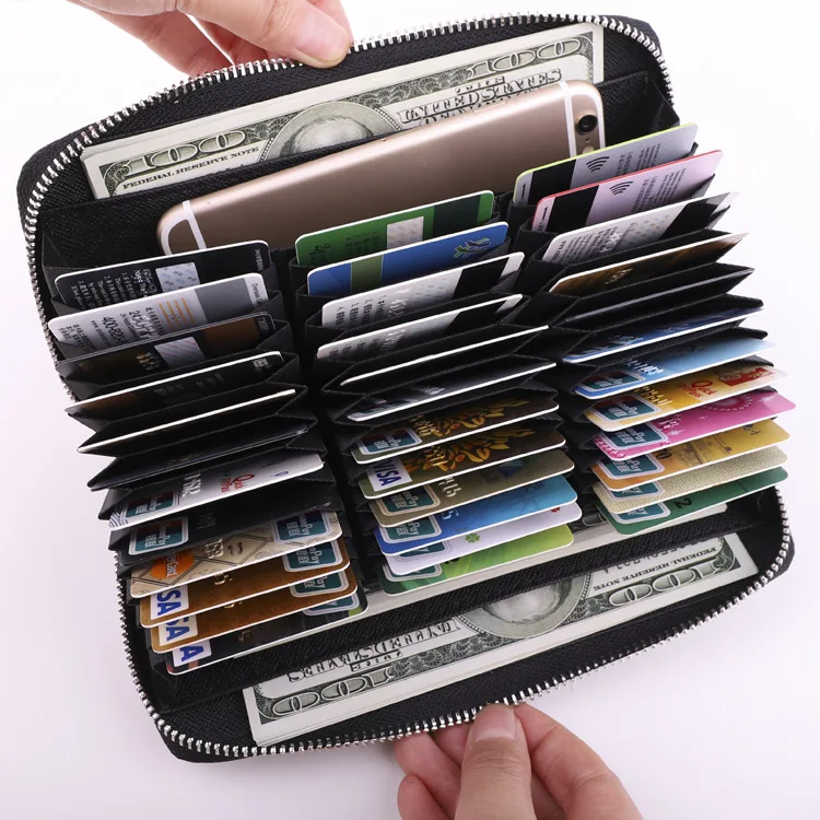 

Carbon Fiber Pattern Wallet Long Wallet Passport Bag RFID Card Bit More Multi-functional Men's Women's Large-Volume Card Case
