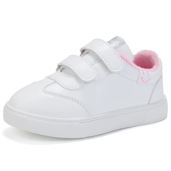

White Color Flat Shoes for Kids Boys Girls Sneakers Children's Casual Shoes Hook and Loop School Shoe for child Warm Winter Shoe