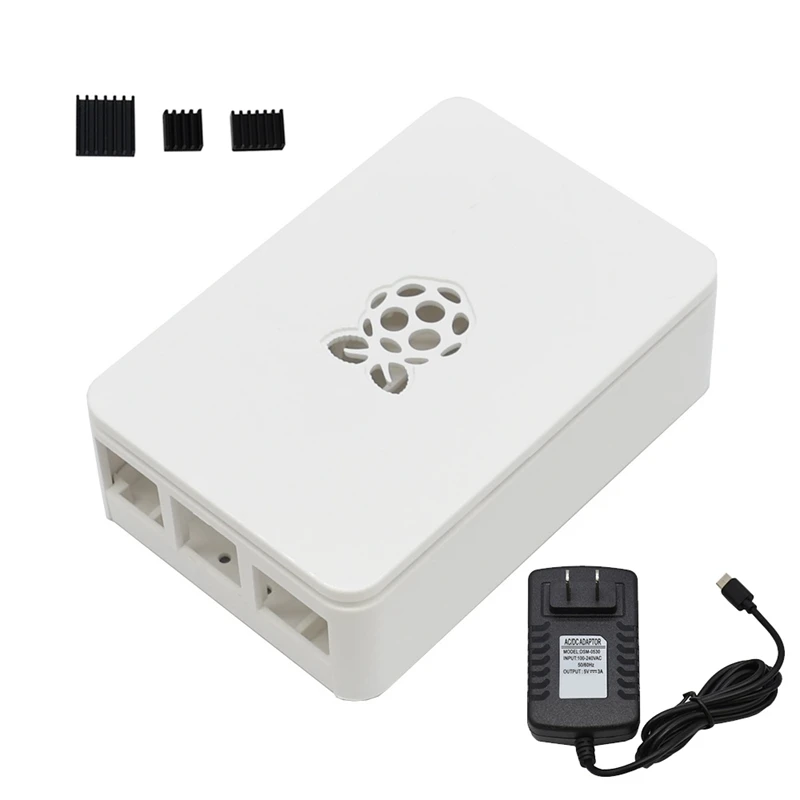 Для Raspberry Pi ABS чехол Корпус коробка V4 с радиатором+ 5 V/3a Питание для Raspberry Pi 4B