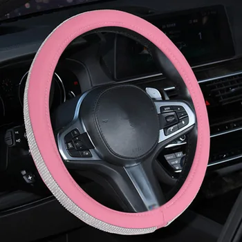

1*Car Steering Wheel Cover 38cm Glitter Rhinestone White For Ladies Stylish