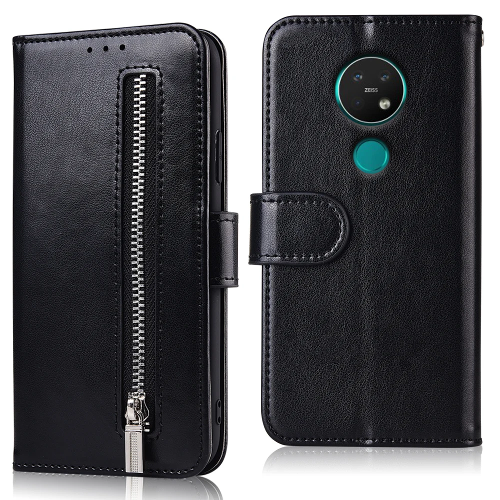 61zipper--Black Для NOKIA 7,2 чехол Роскошный на молнии флип-Бумажник кожаный чехол для NOKIA 7,2 чехол книжка телефон чехол с карманом для карт - Цвет: 61zipper--Black