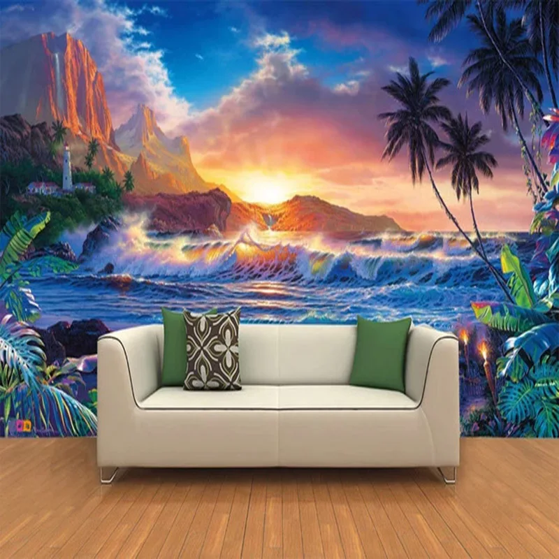 European-Style-3D-Coconut-Tree-Sea-Oil-Painting-Murals-Living-Room-Study-Kid-s-Bedroom-Background (1)