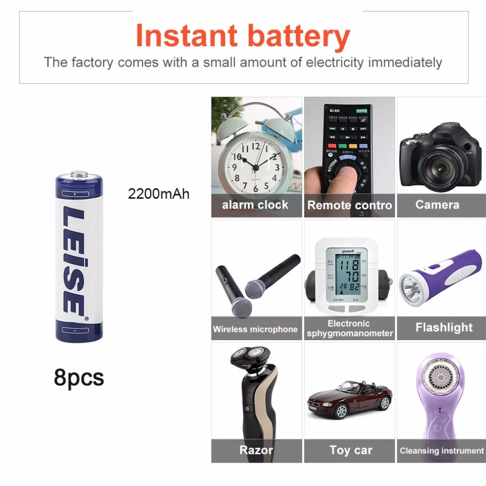 LEISE стандартная серия AA Ni MH перезаряжаемые батареи 2200mAh подходит для дистанционного управления игрушки/камеры/микрофон