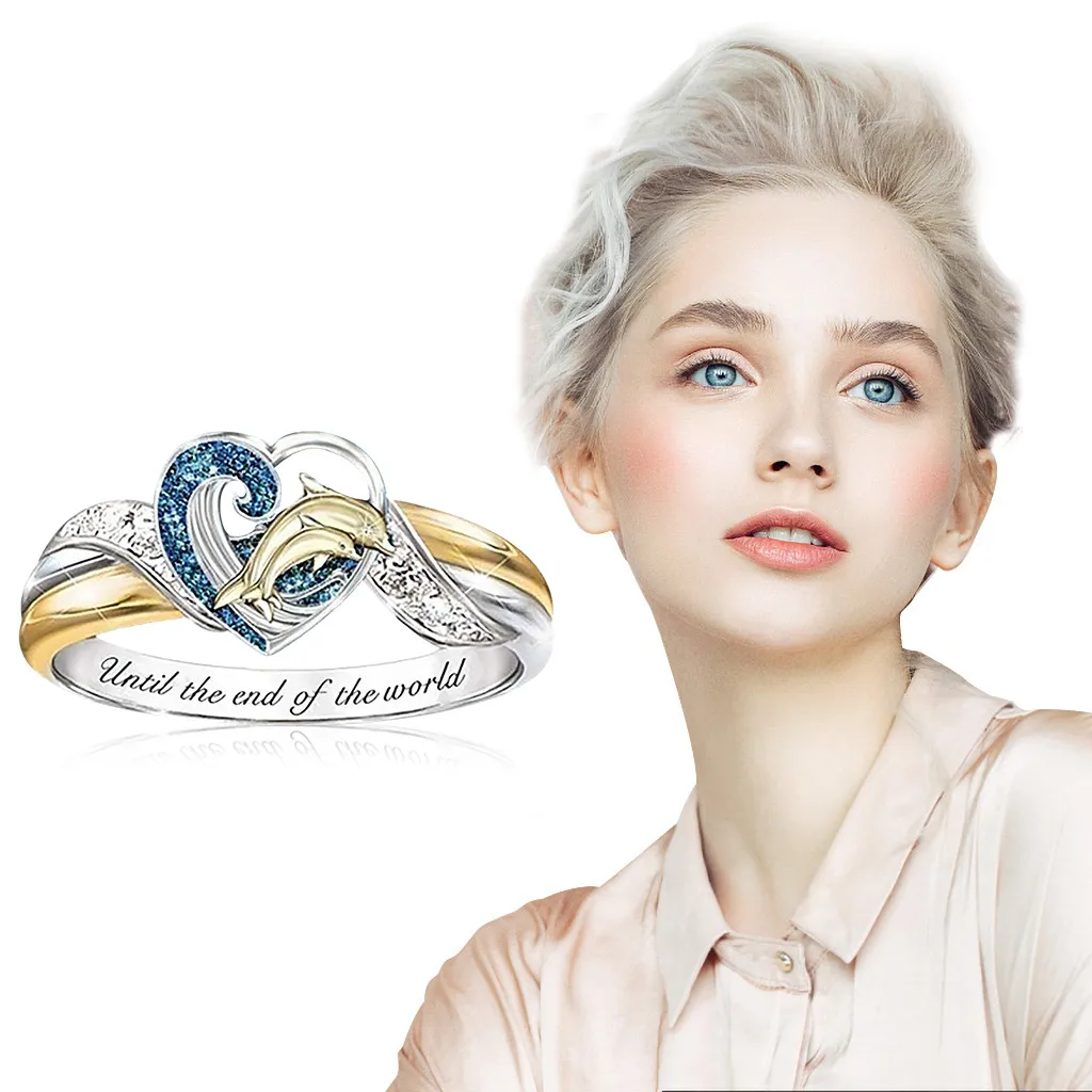 Fashion Dolphin Ring Animal Women Wedding Engagement Party Jewelry Size 6-10 Beauty Rings For Girls Outdoor Dance | Украшения и