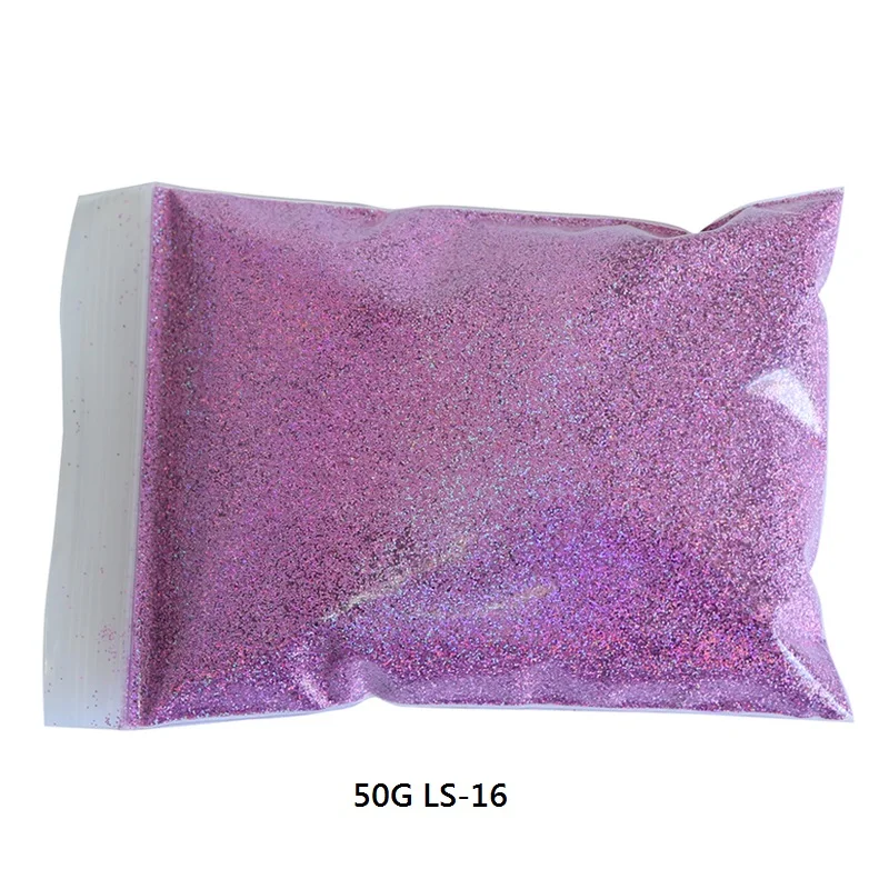 50G LS-16 50 г/пакет голографический блестящий для ногтей порошок лазер серебряный лак для ногтей Шестигранная форма лак для маникюра художественное оформление ногтей Dip порошок - Цвет: 50G LS-16