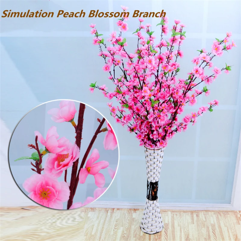 120cm Artificial Flower Simulation Peach Blossom Branch Silk Flower
