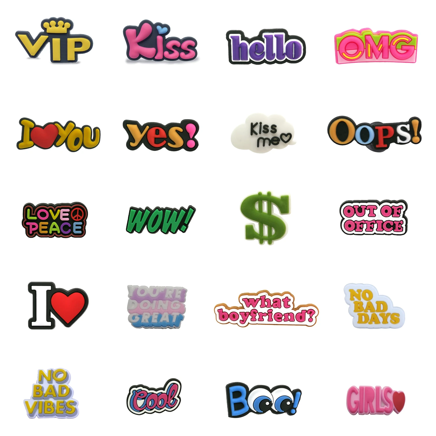 Jibz 20 tipos de Charms con frases de dibujos animados para zapatos, accesorios para croc, diseñador zapatos regalos de fiesta niños|Decoraciones calzado| - AliExpress