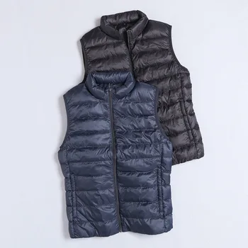 

Light Thin Warm Short Sleeveless Jacket Men Winter Casual Mens Casual Down Vest Male Blue Outdoor Biker Vest Coat Boy Sportswear