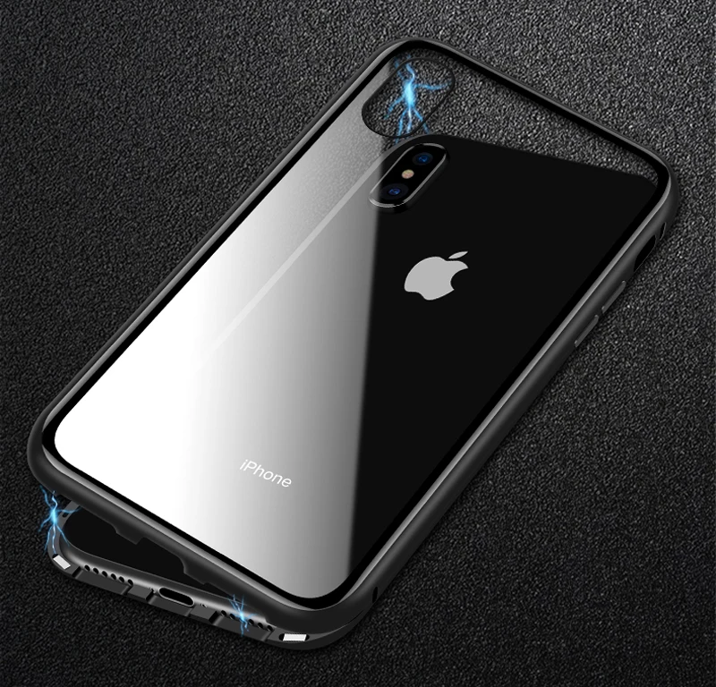Металлический магнитный адсорбционный чехол для iphone 11 XR 7 8 Plus X XS Pro Max 6 6 S, закаленное стекло, магнитная Защитная крышка