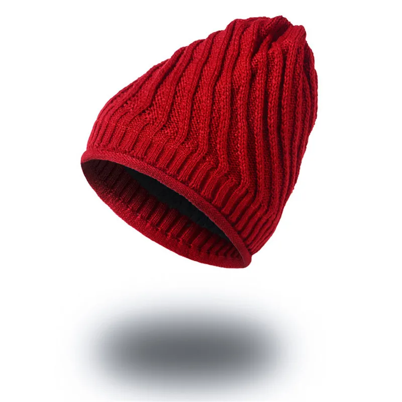 Skullies Beanies, вязаная шапка, Зимние головные уборы для мужчин и женщин, шапочки, теплые мешковатые мужские шапки Gorros Bonnet, утолщенные новые теплые наушники из шерсти - Цвет: Red