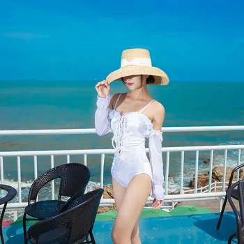

Swimsuits Woman 2019 One Piece Swimwear For Women Women's One-Piece Bodysuit Swimsuit Long Sleeve Bikini New Cover Sexy Korean