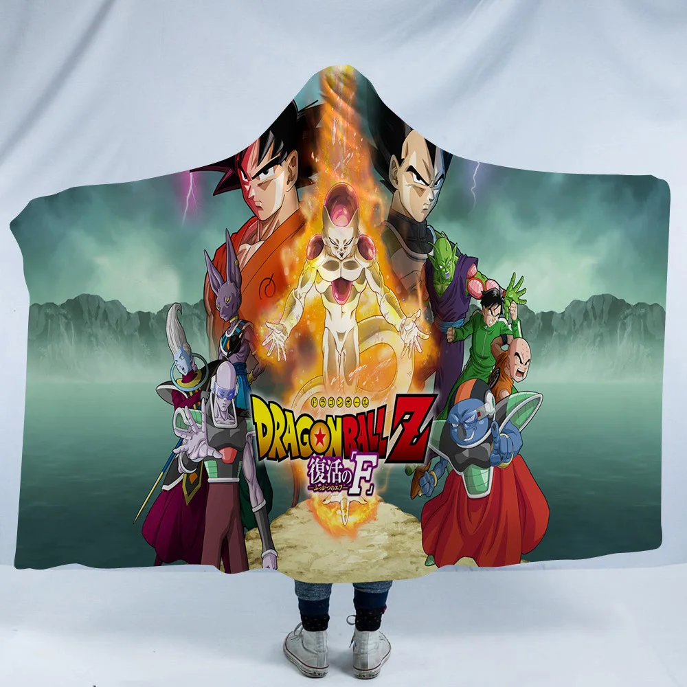 Новое поступление, Флисовое одеяло с капюшоном с 3D принтом Dragon Ball, зимнее теплое Коралловое Флисовое одеяло s для детей и взрослых