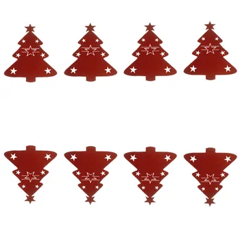 

8pcs Christmas Tree Cutlery Cover Knife and Fork Bags Christmas Tableware Pouch Holder Cutlery Bags for Christmas (Red)