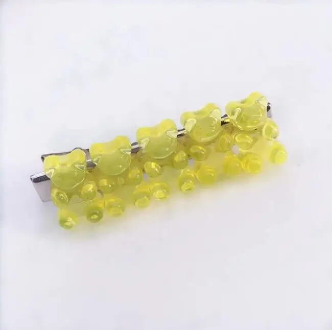 Прекрасный красочный акриловый зажим для волос Gummy Bear заколки для волос для женщин, девушек, детей - Цвет: yellow