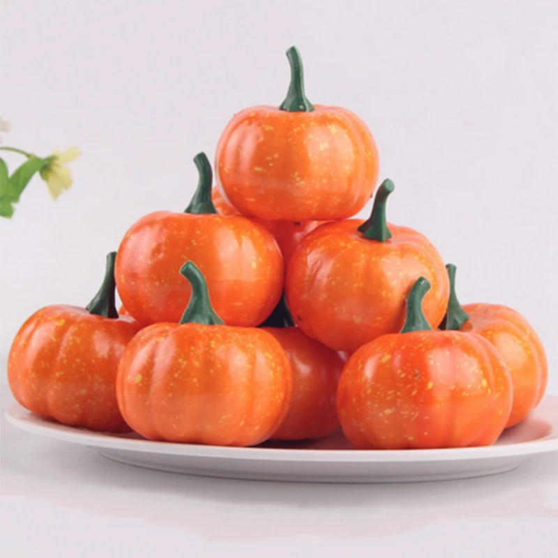 16PCS Artificial Mini Pumpkin Festival Halloween Party Garden Ornaments Decor Fake Thanksgiving Festival Party Decoration