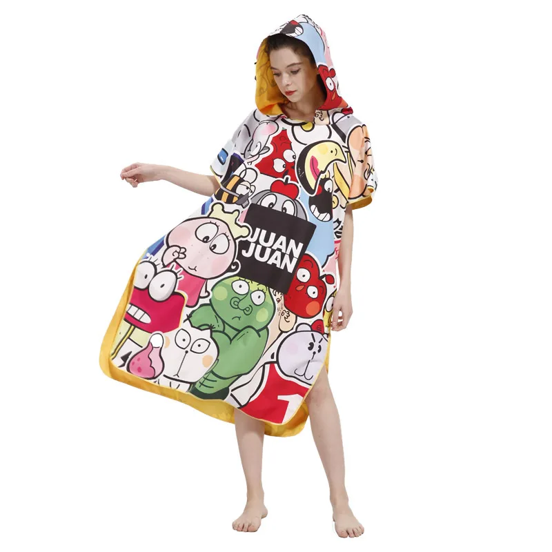 

Quick-Dry Bathrobe/Graffiti Swimsuit,Personalized Changing Robe Bath Towel,Graffiti Towel,Outdoor Hooded Beach Towel Poncho