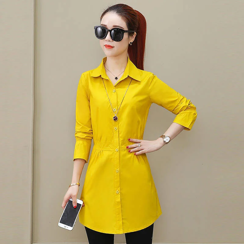 Plus Size Women Spring Autumn Style Blouses Shirts Lady Casual Long Sleeve Turn-down Collar Blusas Tops DD8929 | Женская одежда