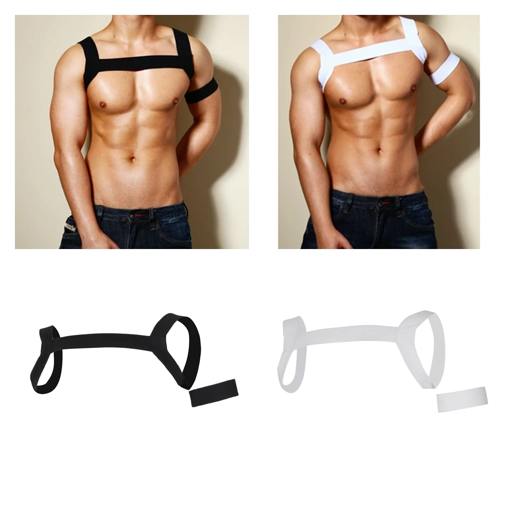 

2 Pieces Sexy Men Chest Straps Body Harness Bandage Nightwear Costume