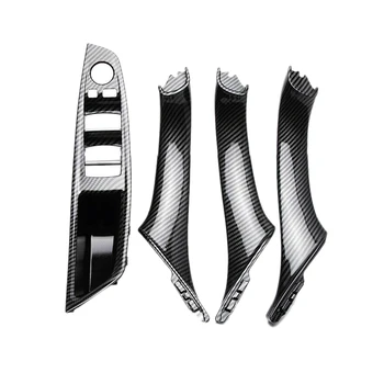 

4PCS Carbon Fiber Door Window Switch Panel Interior Handle Covers For-BMW 5 Series F10 F11 F18 520I 523I 525I 528I LHD