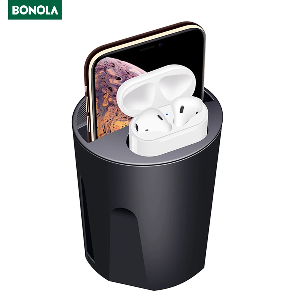 Беспроводное Автомобильное зарядное устройство Bonola для iPhone XsMax/Xr/8 Apple Airpods Samsung