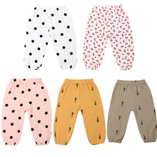 Летние милые штаны в горошек повседневные Леггинсы Штаны-шаровары для новорожденных мальчиков и девочек Мягкие хлопковые брюки 0-3Y