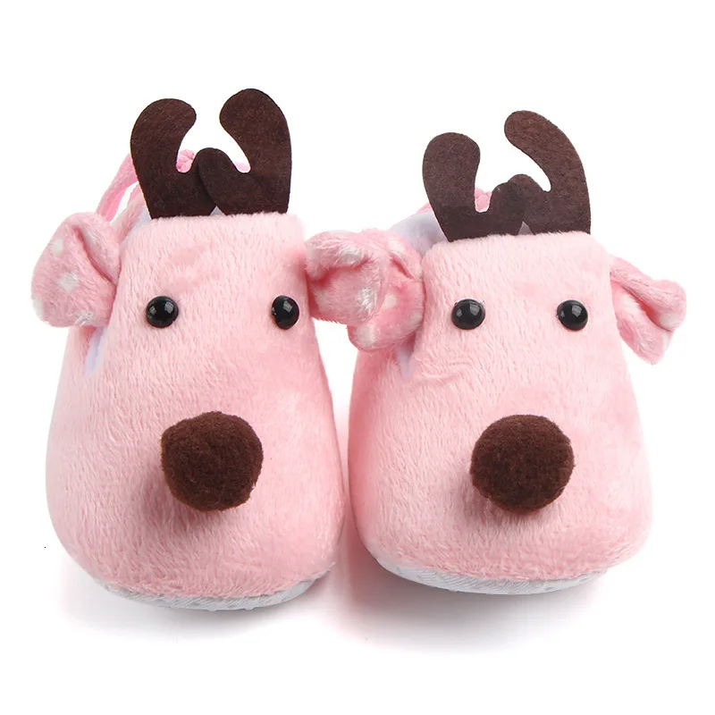 Christmas Warm First Walkers Baby Shoes Boy Girl Toddler Crib Soft Sole Anti-slip Sneakers Deer Prints Gift Footwear 0-6 Months
