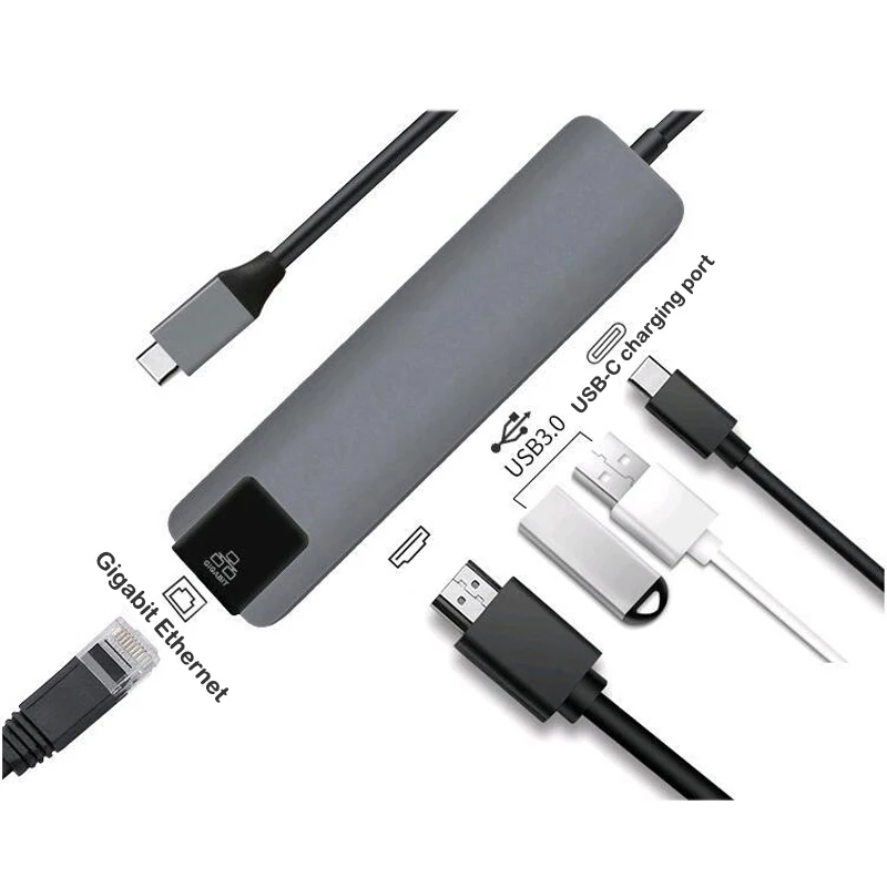 Generic 5 In 1 Usb Type C Hub Rj45 To Lan Gigabit USB Hubs
