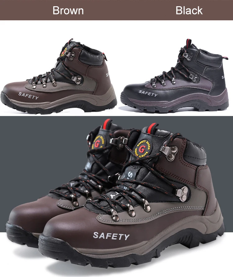 Рабочие ботинки защитная обувь со стальным носком мужская кожаная защитная обувь износостойкая противоскользящая конструкция