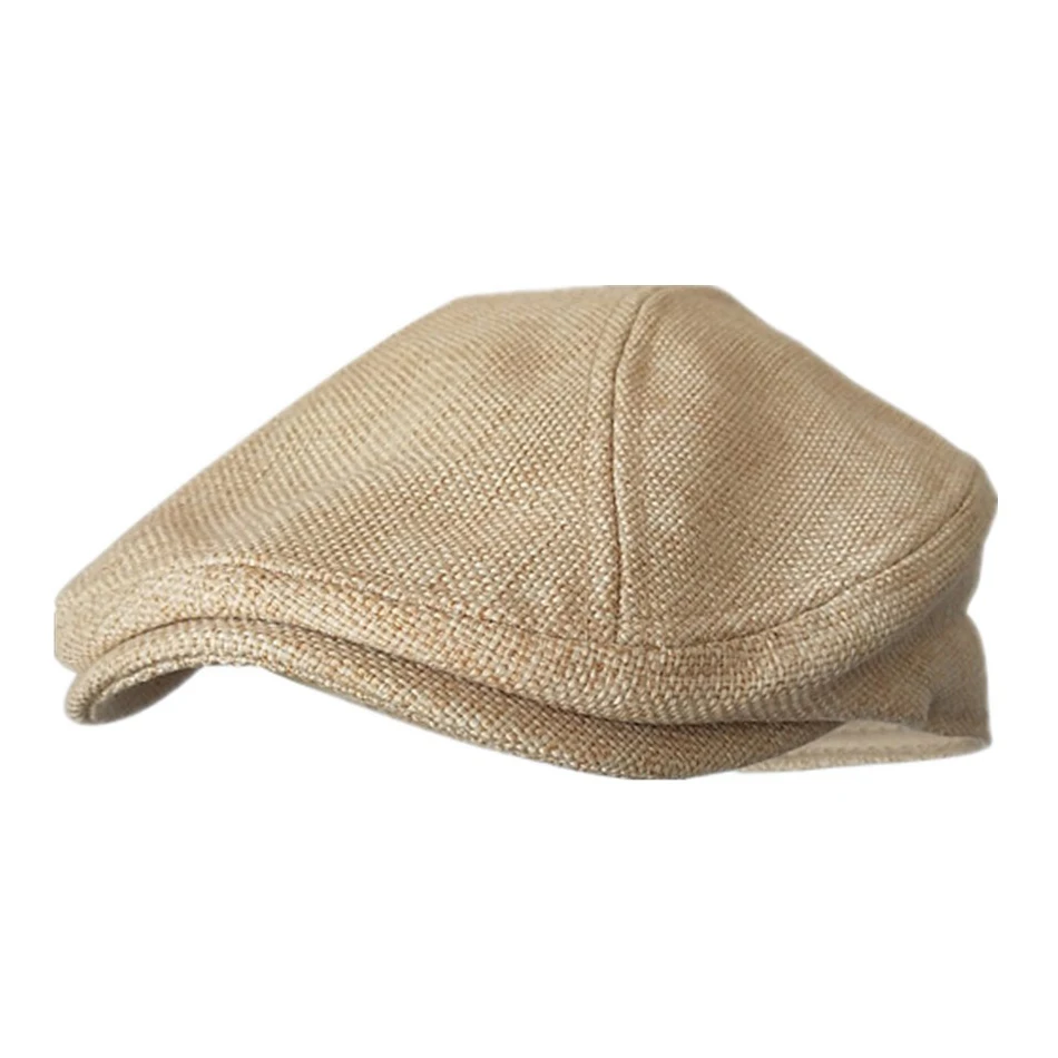 BUTTERMERE Mens Berets Grey Cotton Linen Flat Cap Male Solid Fitted Summer Retro Driving Hat Duckbill Brand Plain Gatsby Ivy Hat men's french beret Berets