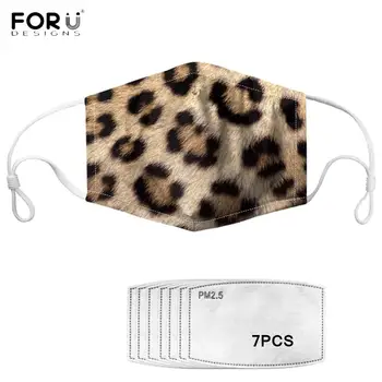 

FORUDESIGNS Leopard/Zebra Floral Pattern Woman Mouth Mask Fashion Reusable Face Mask with 7Pcs Filter PM2.5 Non-disposable Mask