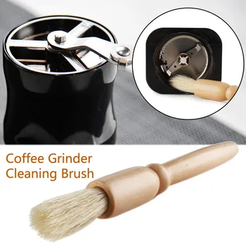 

Coffee Grinder Cleaning Brush Machine Cleaning Tool Natural Bristles Wooden Dusting Espresso Brush with Wooden Handle