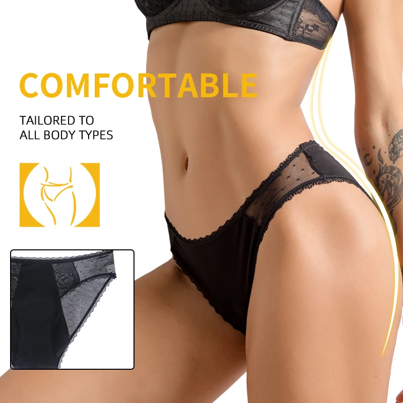Heavy Flow Menstrual Panties Sexy Lace Leakproof Women Underwear Breathable Fast Absorption Briefs Comfort Girl Period Panties 5