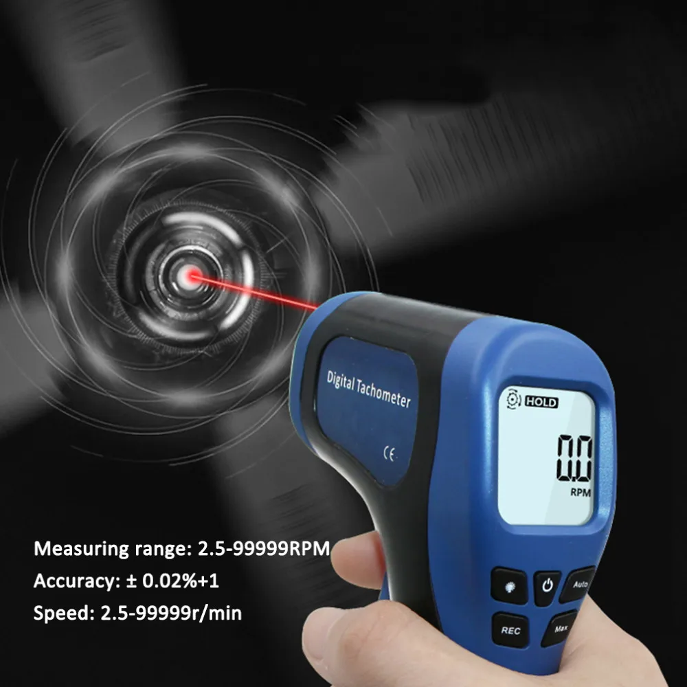 

Professional Car Exclusive Non-Contact RPM Meter Motor Speed Gauge Gun Style Surface Speed Tach Meter Speedometer