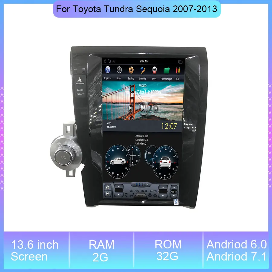 

Tesla Screen 13.6'' Android 7.1 2G+32G Car Navigation Radio For Toyota Tundra Sequoia 2007-2013 GPS Navi Video