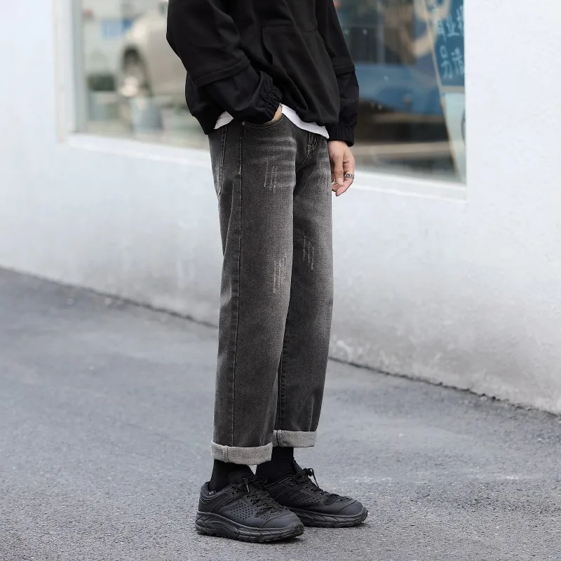 

Large Size Autumn Hong Kong Style Jeans Dad Pants MEN'S Casual Pants Japanese-style Retro Trousers Nk102-p