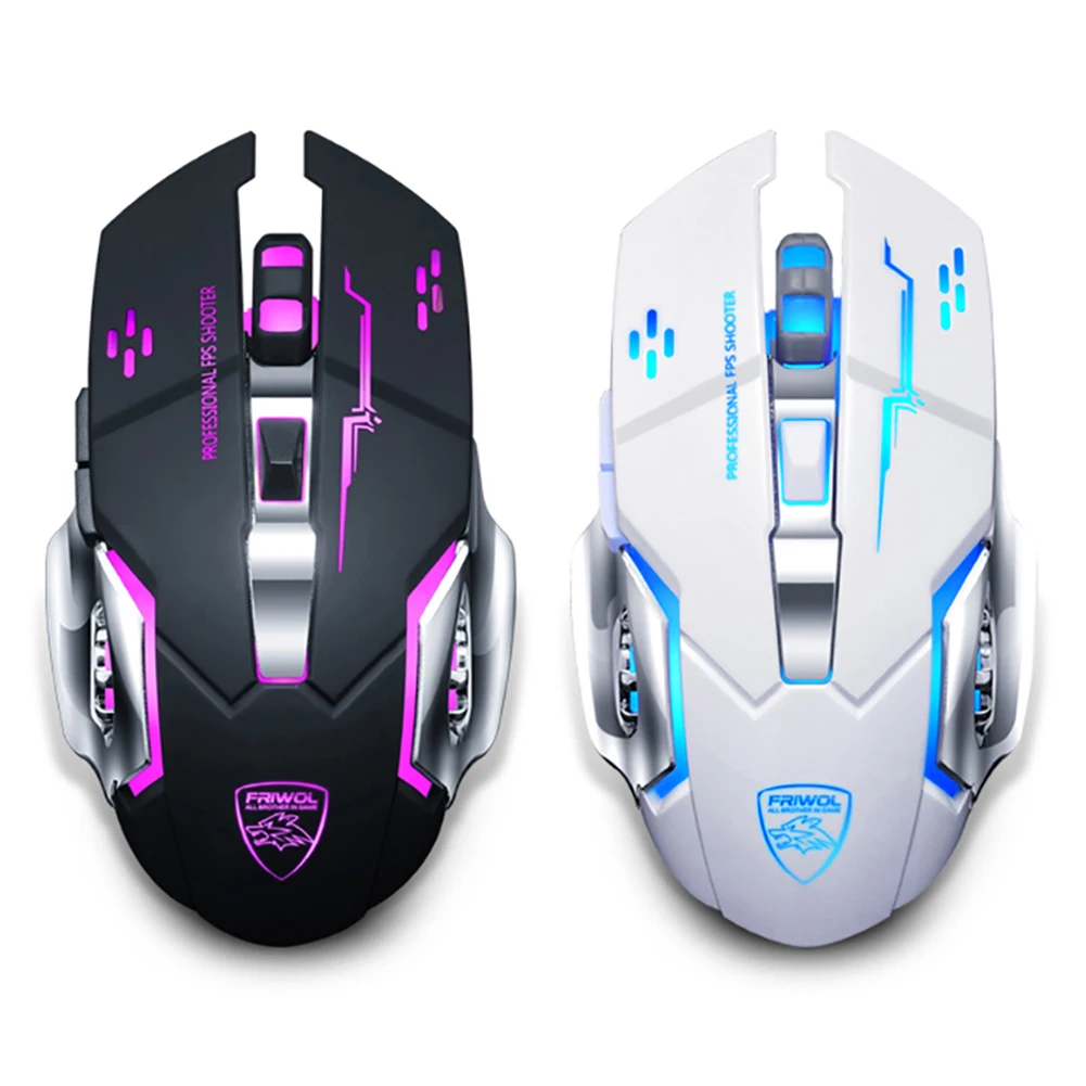

Rechargeable LED Light Mute Optical Wireless Gaming Mouse for Computer Notebook 4 Color Breathing Light