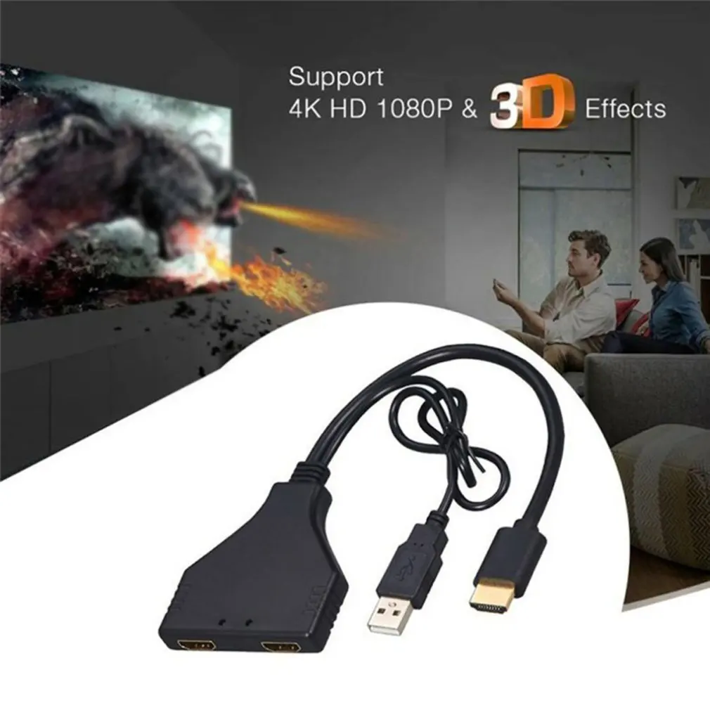

Durable Splitter Cable for HDMI 2.0 Dual 4K 1 to 2 HDMI male to 2 HDMI Female UHD Adapter Converter cable